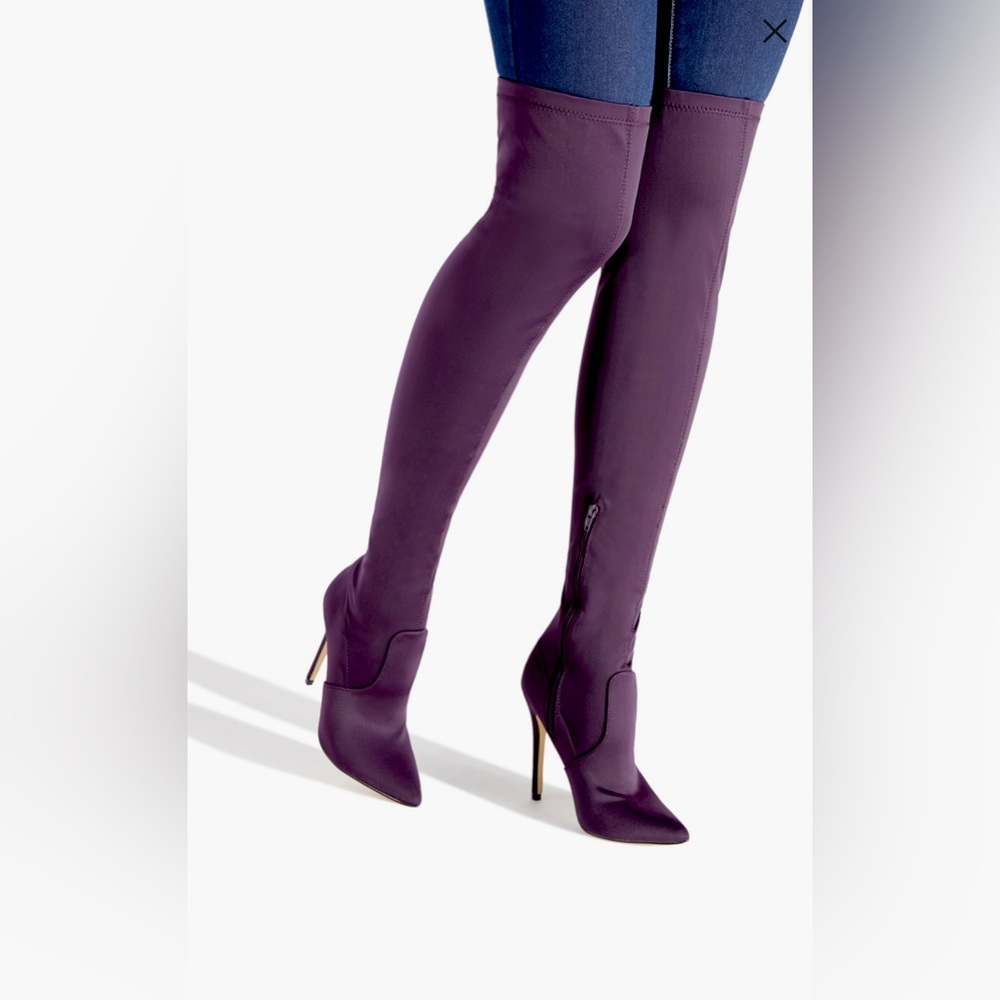 Purple wide calf thigh high boots 8.5
